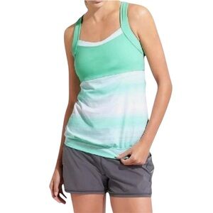 Athleta Mint & White Stride Crunch and Punch CrossBack Athletic Tank Top